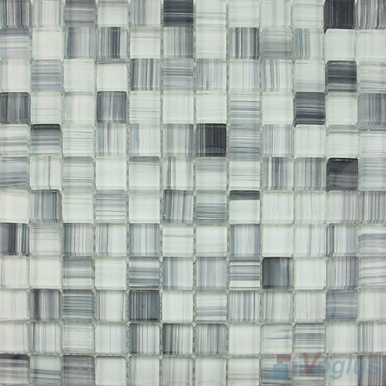 Light Gray 23x23mm Hand Painted Glass Mosaic VG-HPB94